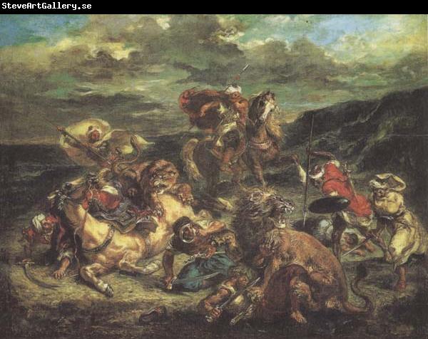 Eugene Delacroix The Lion Hunt (mk45)